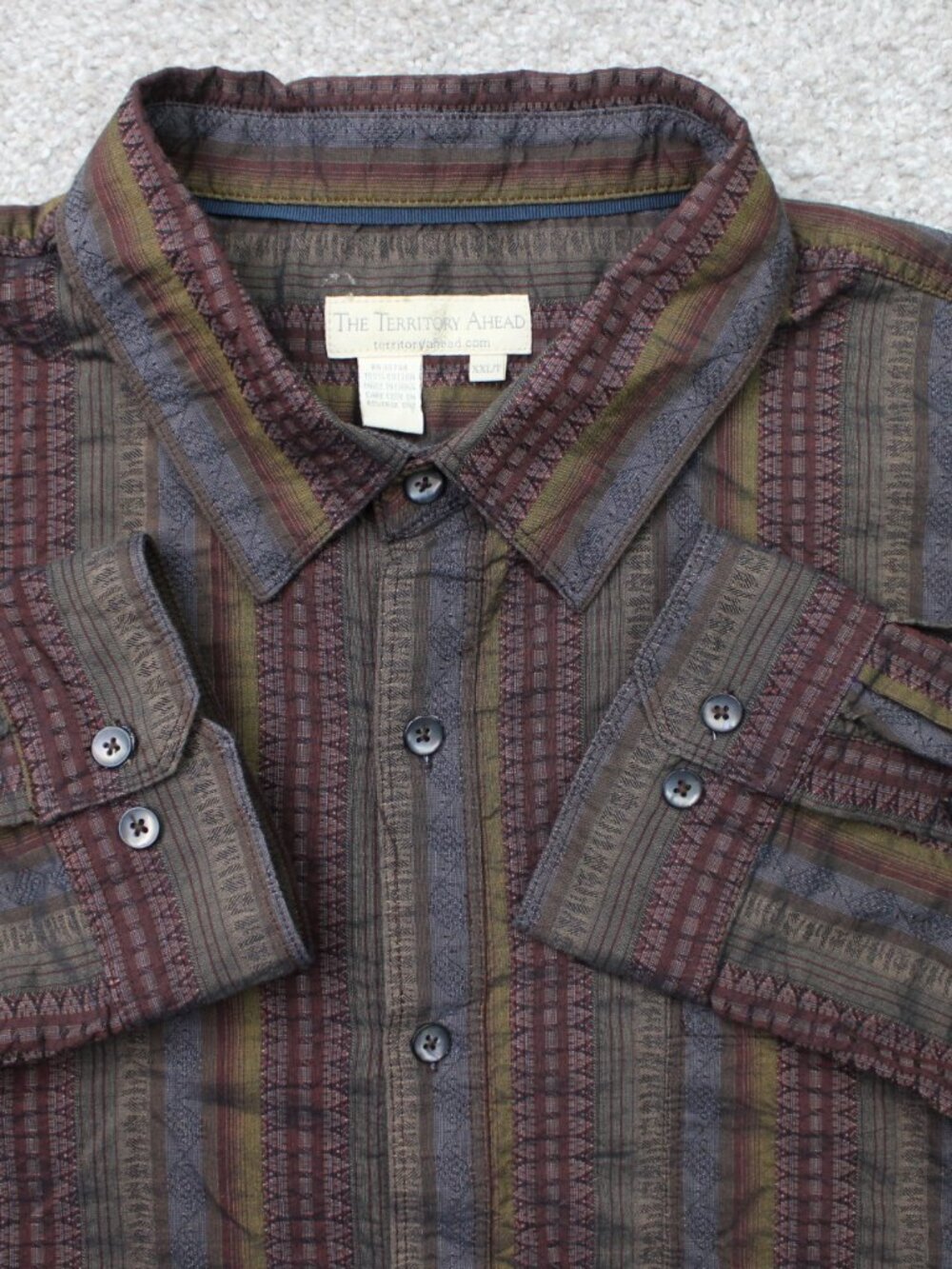The Territory Ahead Shirt Mens 2XLT XXL-Tall Brown 100%‎ Cotton Long Sleeve